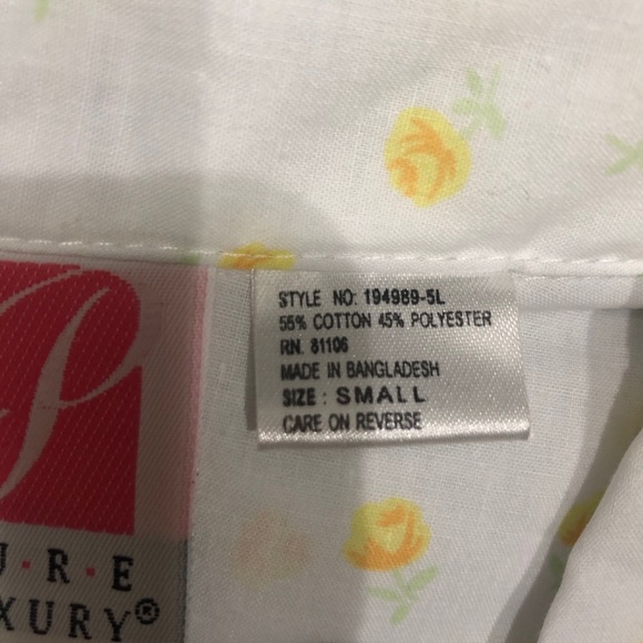 Vtg Pure Luxury White & Yellow Pajama Set Sz S - Picture 5 of 8